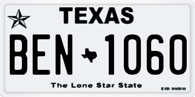 TX license plate BEN1060