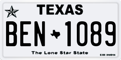TX license plate BEN1089