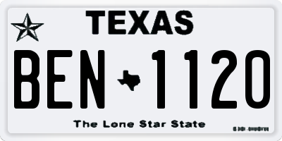 TX license plate BEN1120