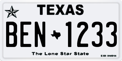 TX license plate BEN1233