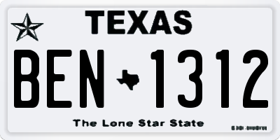 TX license plate BEN1312