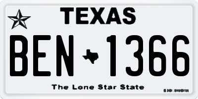 TX license plate BEN1366