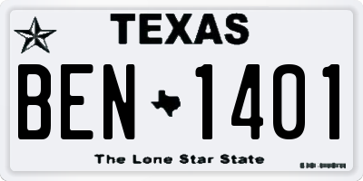 TX license plate BEN1401