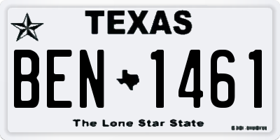 TX license plate BEN1461