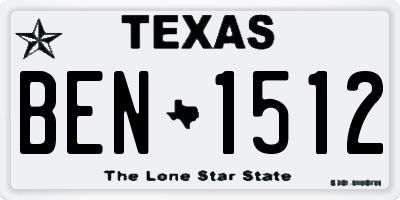TX license plate BEN1512