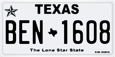 TX license plate BEN1608