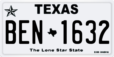 TX license plate BEN1632
