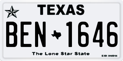 TX license plate BEN1646