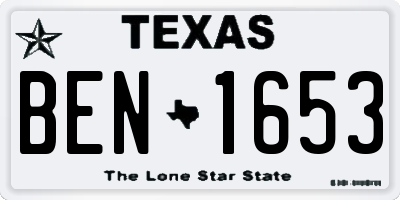 TX license plate BEN1653