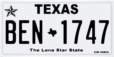 TX license plate BEN1747