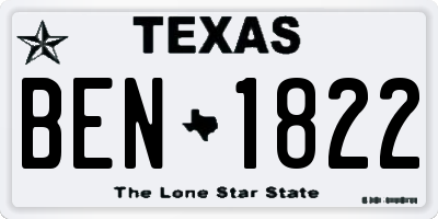 TX license plate BEN1822