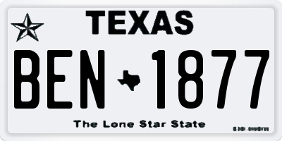 TX license plate BEN1877