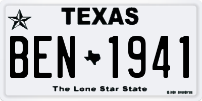 TX license plate BEN1941
