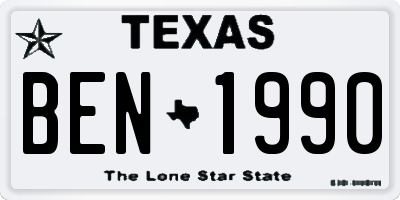 TX license plate BEN1990