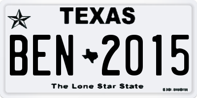 TX license plate BEN2015