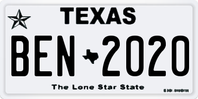 TX license plate BEN2020