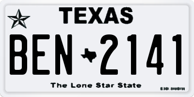 TX license plate BEN2141