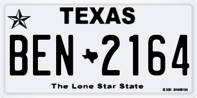 TX license plate BEN2164