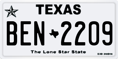 TX license plate BEN2209
