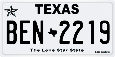 TX license plate BEN2219