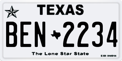 TX license plate BEN2234