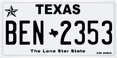 TX license plate BEN2353