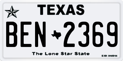 TX license plate BEN2369