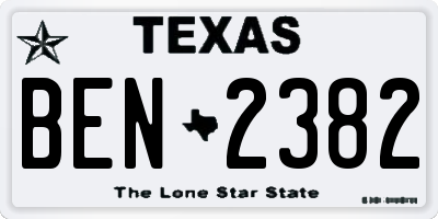 TX license plate BEN2382