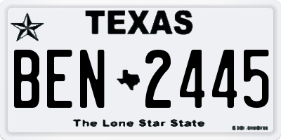 TX license plate BEN2445