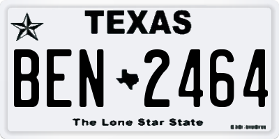TX license plate BEN2464