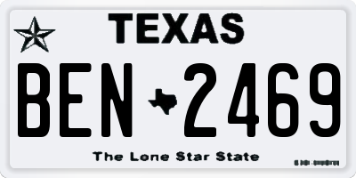 TX license plate BEN2469