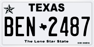 TX license plate BEN2487