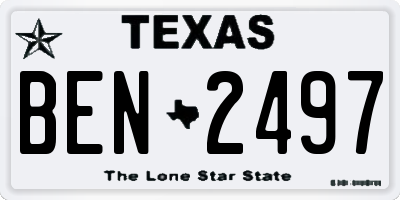 TX license plate BEN2497
