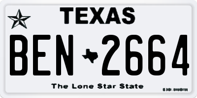 TX license plate BEN2664