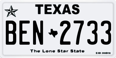 TX license plate BEN2733