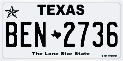 TX license plate BEN2736