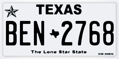 TX license plate BEN2768