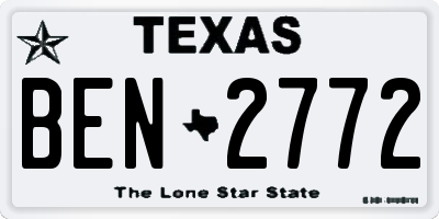 TX license plate BEN2772
