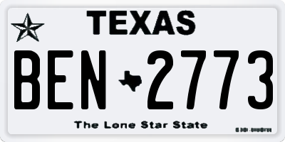 TX license plate BEN2773