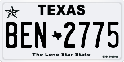 TX license plate BEN2775