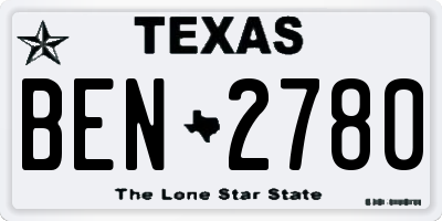 TX license plate BEN2780