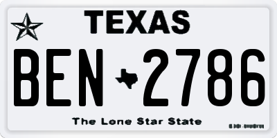 TX license plate BEN2786