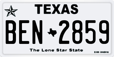 TX license plate BEN2859