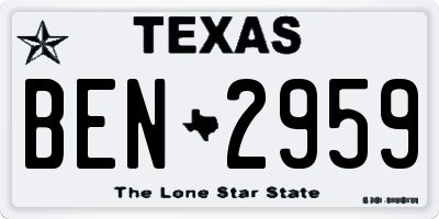 TX license plate BEN2959