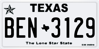 TX license plate BEN3129