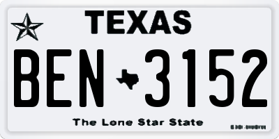 TX license plate BEN3152