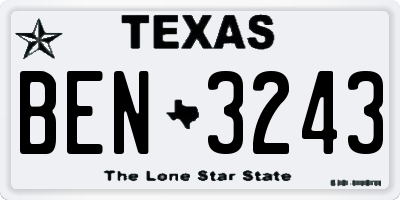 TX license plate BEN3243