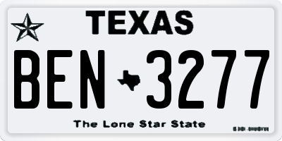 TX license plate BEN3277