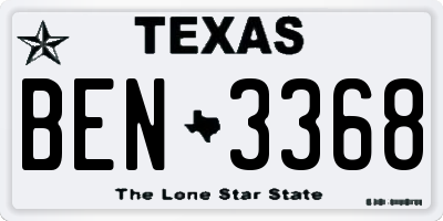 TX license plate BEN3368