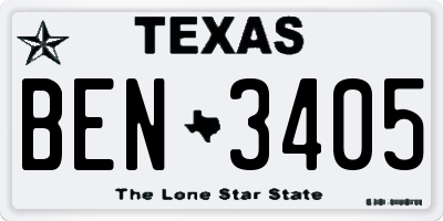 TX license plate BEN3405
